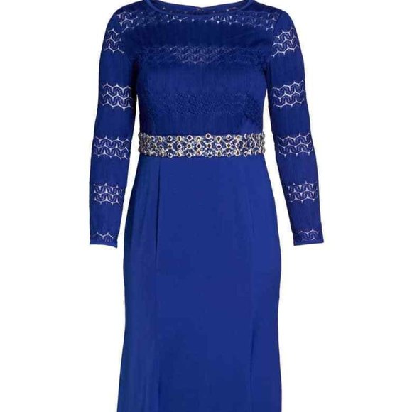 MAC DUGGAL EMBELLISHED WAIST ROYAL BLUE GOWN SZ 16W - Picture 9 of 10